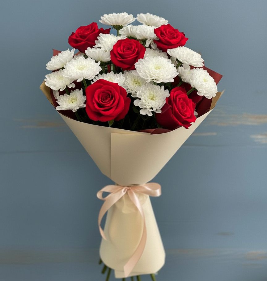 Букет цветов из: Розы и Хризантемы в Цагане Амане