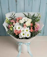 Букет цветов из:  Розы, Лизиантусы и Хризантемы в Цагане Амане