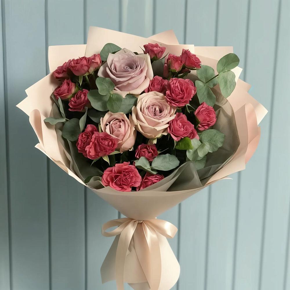 Букет цветов из: Гвоздики и Розы в Цагане Амане