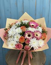 Букет цветов из:  Розы, Герберы и Хризантемы в Цагане Амане