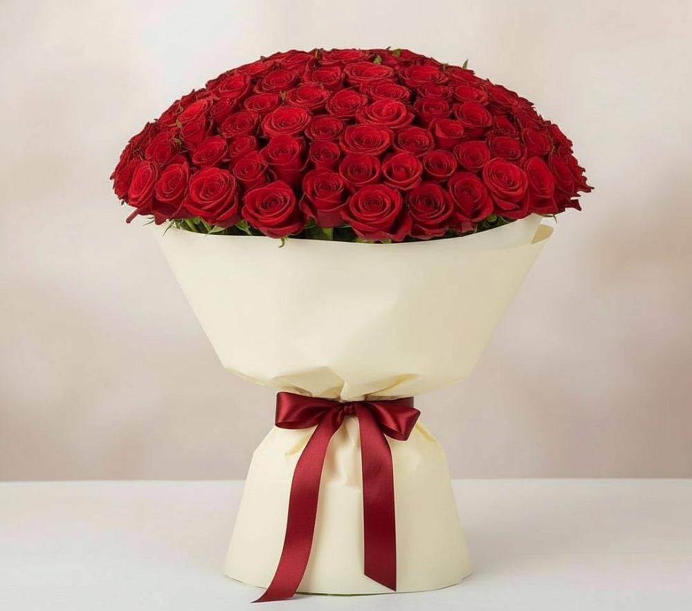 Букет 101 Красная роза Милано в Цагане Амане