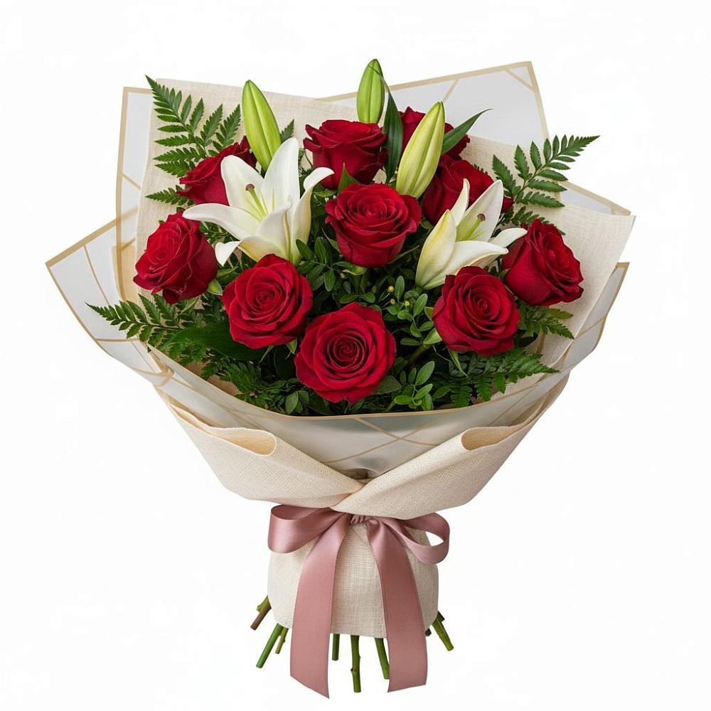 Букет цветов из: Лилии и Розы в Цагане Амане