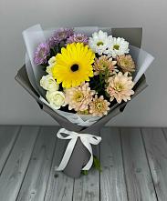 Букет цветов из:  Розы, Герберы и Хризантемы #REPLACE_PRED# Цагане Амане