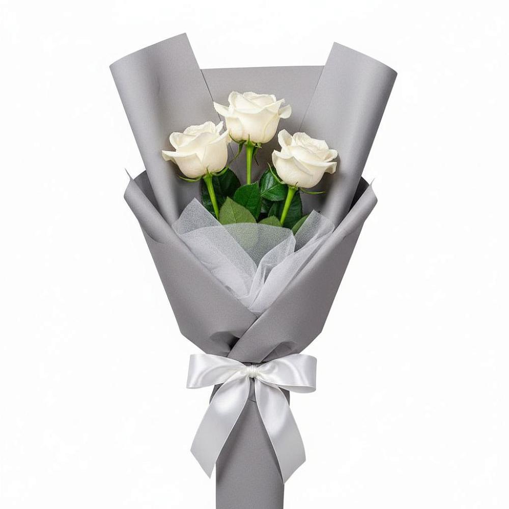 Букет 3 белые розы в Цагане Амане