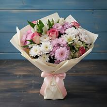 Букет цветов из:  Хризантемы, Альстромерии и Розы в Цагане Амане