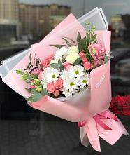 Букет цветов из:  Розы, Лизиантусы и Хризантемы в Цагане Амане
