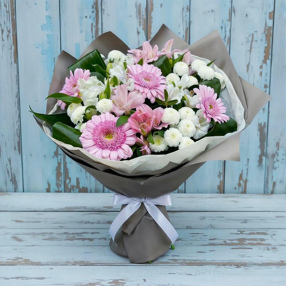 Букет цветов из: Герберы, Альстромерии и Хризантемы в Цагане Амане