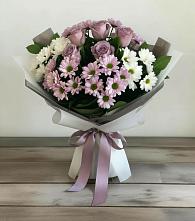 Букет цветов из:  Хризантемы и Розы #REPLACE_PRED# Цагане Амане