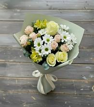 Букет цветов из:  Альстромерии, Розы и Хризантемы в Цагане Амане
